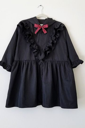 Raven Ruffle Vintage Windbreaker Dress