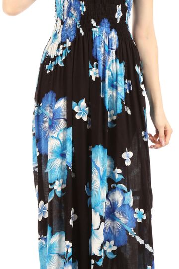 Sakkas Naida Women's  Casual Summer Long Sleeveless Stretchy Floral Print Dress