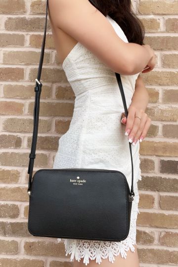 Kate Spade Harper Leather Camera Bag Top Zip Crossbody Black
