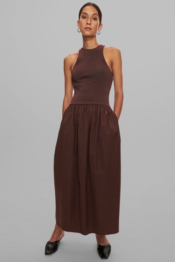 Esse Studios Knit Cotton Tank Dress - Chocolate