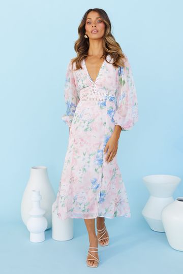 Meadow Wanderer Midi Dress Pink