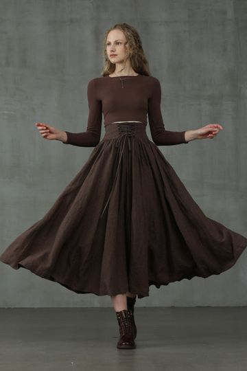 Tea Dance 5 | Lace-up Maxi Linen Skirt
