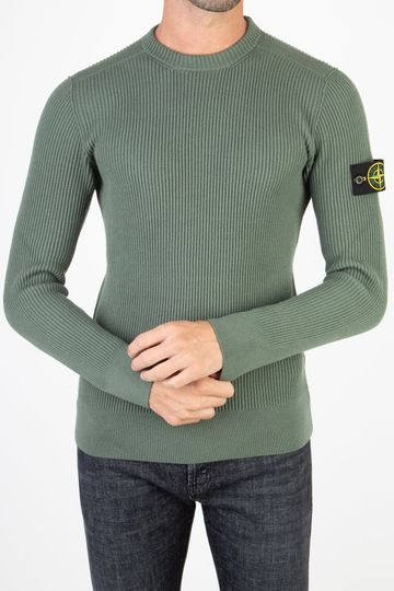 STONE ISLAND SWEATER 521C2 FULL RIB PURE WOOL SAGE GREEN