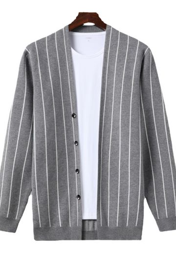 Mens Vertical Stripe Cardigan