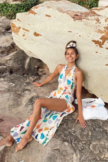 VRG GRL x ELLE MÚSA Evenings By The Sea Halter Wrap Top // Print