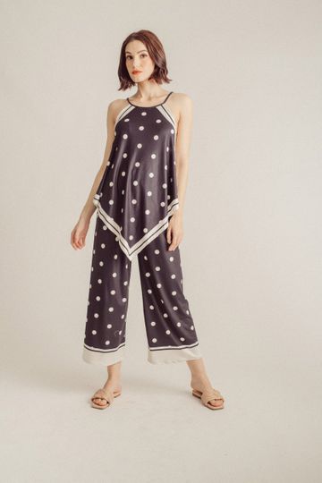 Romina Black with White Polka Prints and White Hem Culottes