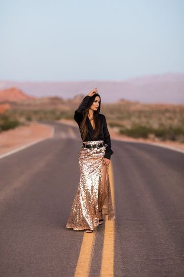 The NINA Maxi Skirt in Rose Gold