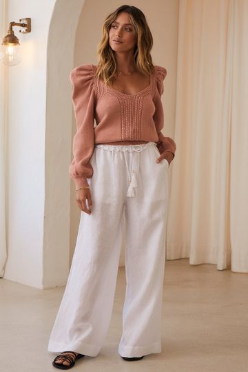 Molly Shirred Pant - White
