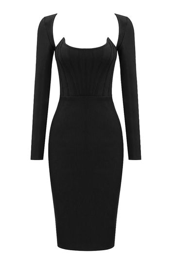 Fiora Black Midi Dress