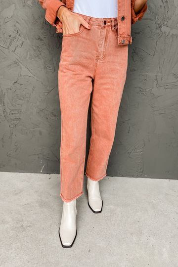 Pure Fate Denim Pants-Burnt Orange
