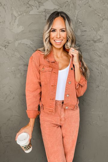 Austin Denim Jacket-Burnt Orange