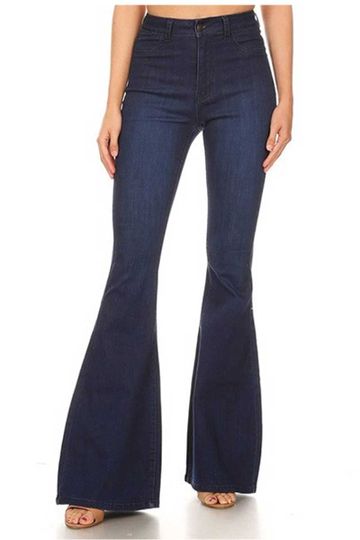 JC & JQ Jeans Women's High Waist Super Stretch Bell bottom Jeans - Dark Wash