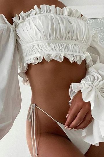 OFF SHOULDER FLARED SLEEVE TOP