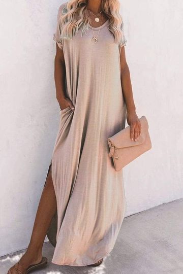 Short Sleeve Casual Maxi Dress