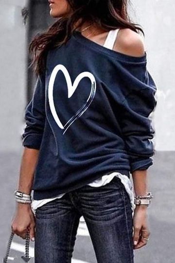 Heart Print Long Sleeve Top