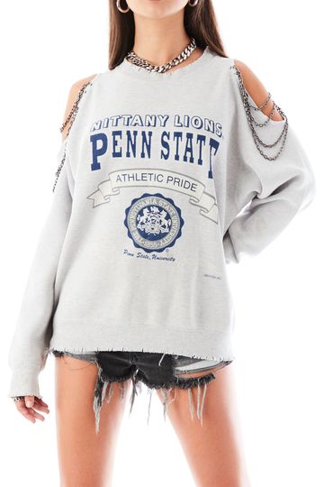 VINTAGE SHOULDER CUT OUT CHAIN SWEATSHIRT