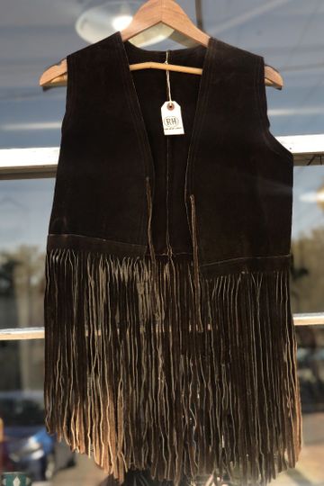 70s Brown Suede Fringe Vest | S |