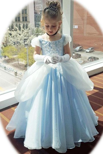 Short Sleeves Pleated Kids Party Dresses Flower Girl Dresses Jewel Neck