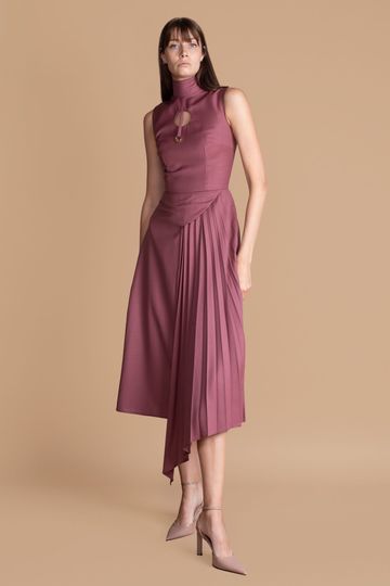 Mauve Side Pleat Dress