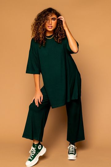 LALA ORIGINAL: Lex Ribbed Playsuit in Emerald