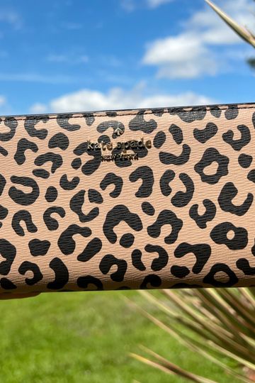 Kate Spade Darcy Large Slim Bifold Wallet in Leopard Print Black Multi