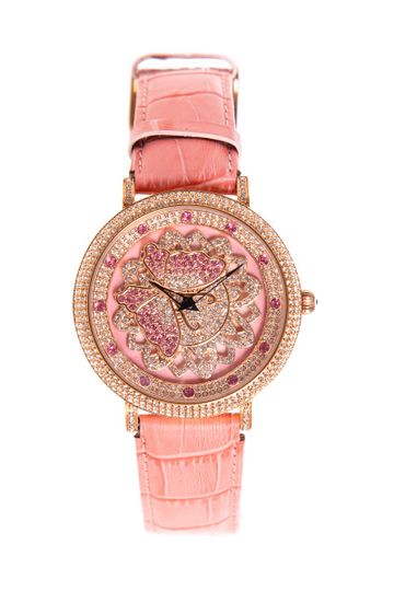 Shadowtoys Austrian Crystal Watch Face &  Salmon Genuine Leather Strap