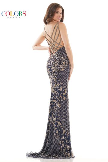 Colors Dress - K122 Lattice Embellished Evening Gown