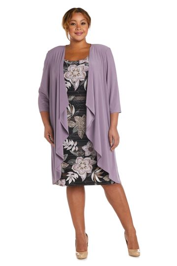 R&M Richards - Puff Print Jacket Dress - Plus