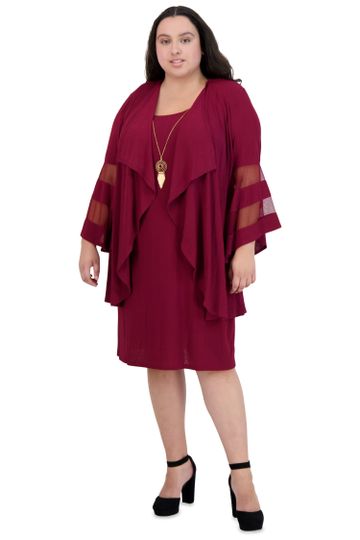 R&M Richards - Sleeveless Shift Dress with Cascade Jacket - Plus