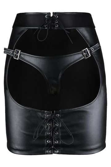 Atomic Black Faux Leather Open Hip Mini Skirt