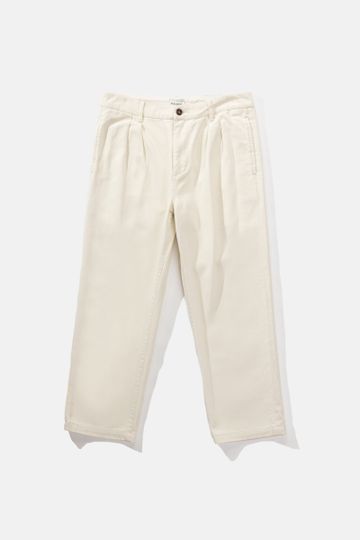 Double Pleat Twill Trouser Cream