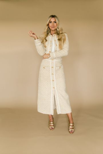 Dream Sister Jane Crystal Tweed Midi Skirt