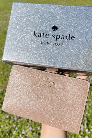 Kate Spade Giftable Shimmy Boxed Medium Compact Bifold Rose Gold Wallet