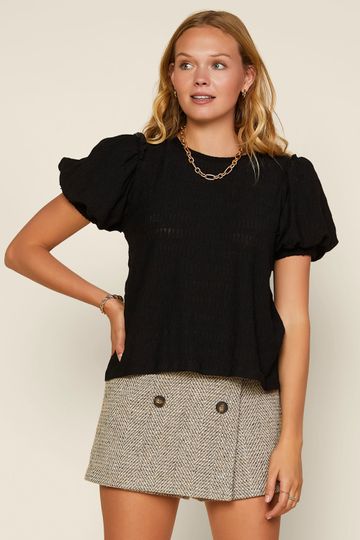 Puffed Sleeve Knit Top