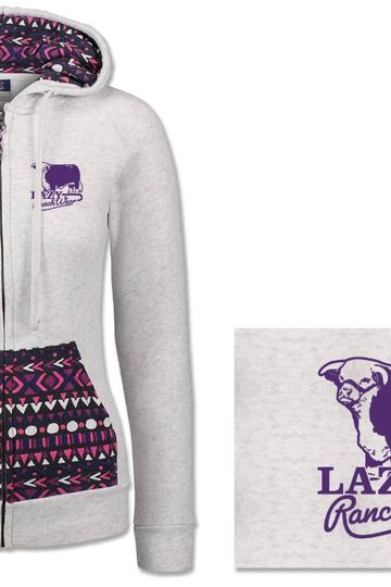 Lazy J Women's Navajo Print Hoodie - Ash