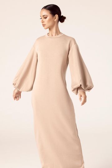 Payton Balloon Sleeve Maxi Dress - Biscuit