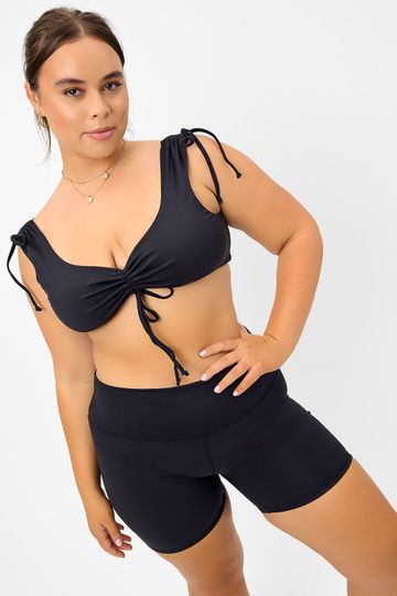 Windy Ruched Crop Top - Black - Extended