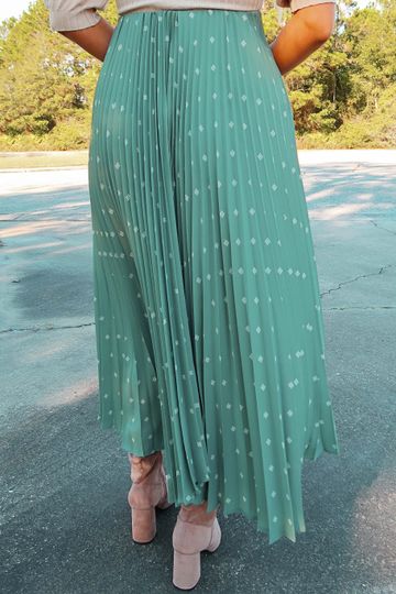Here Without You Midi Skirt: Dark Sage/Ivory