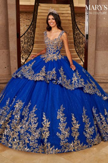 Gold Applique Quinceanera Dress by Alta Couture MQ3079