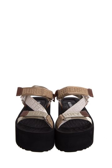 Burberry Tan & Black Platform Sandals SZ 36.5
