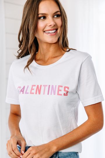 Galentine's White Graphic Tee