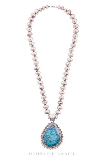 Necklace, Pendant, Turquoise, Statement, Large Stone & Beads, Hallmark, New Old Stock, 1358