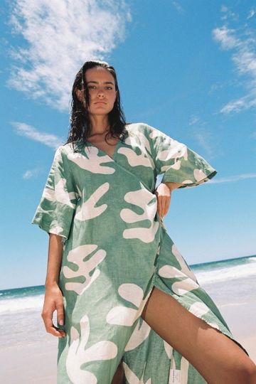 ZULU & ZEPHYR - FLORA FLAX LINEN WRAP DRESS