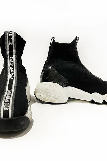 Christian Dior Black Technical Knit "F. Two Point Zero" High Top Sneaker