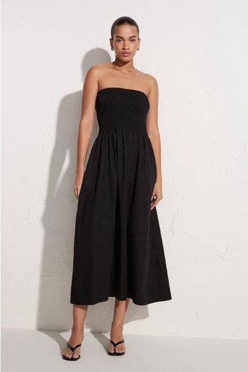 FAITHFULL THE BRAND - MADELLA MIDI DRESS - PLAIN BLACK