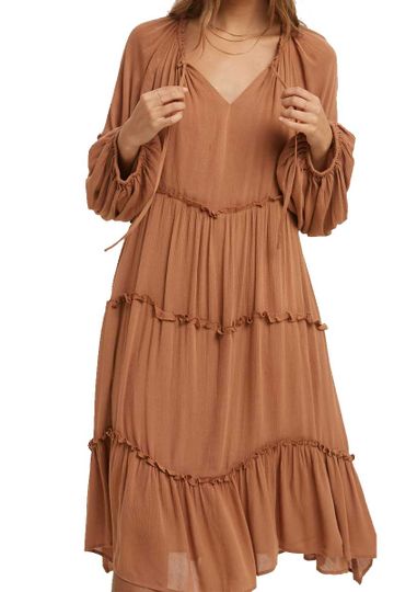 Wishlist Women's Balloon Sleeve Lined Idi Dress - Gucci Brown