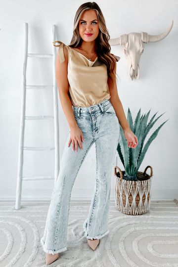 Camden High Rise Acid Wash Flared Kancan Jeans (Light)