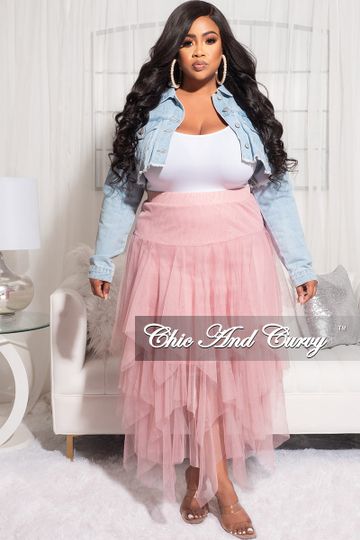 Final Sale Plus Size Tulle Multi Layered Mesh Skirt in Mauve (Skirt Only)