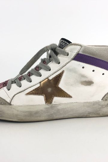GOLDEN GOOSE Mid Star Pink Glitter High Top Sneakers Sz 36