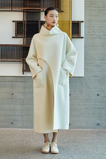 Original Design Women Overlong Double-Sided Woolen Coat / High-end Loose Pullover Coat Dress
